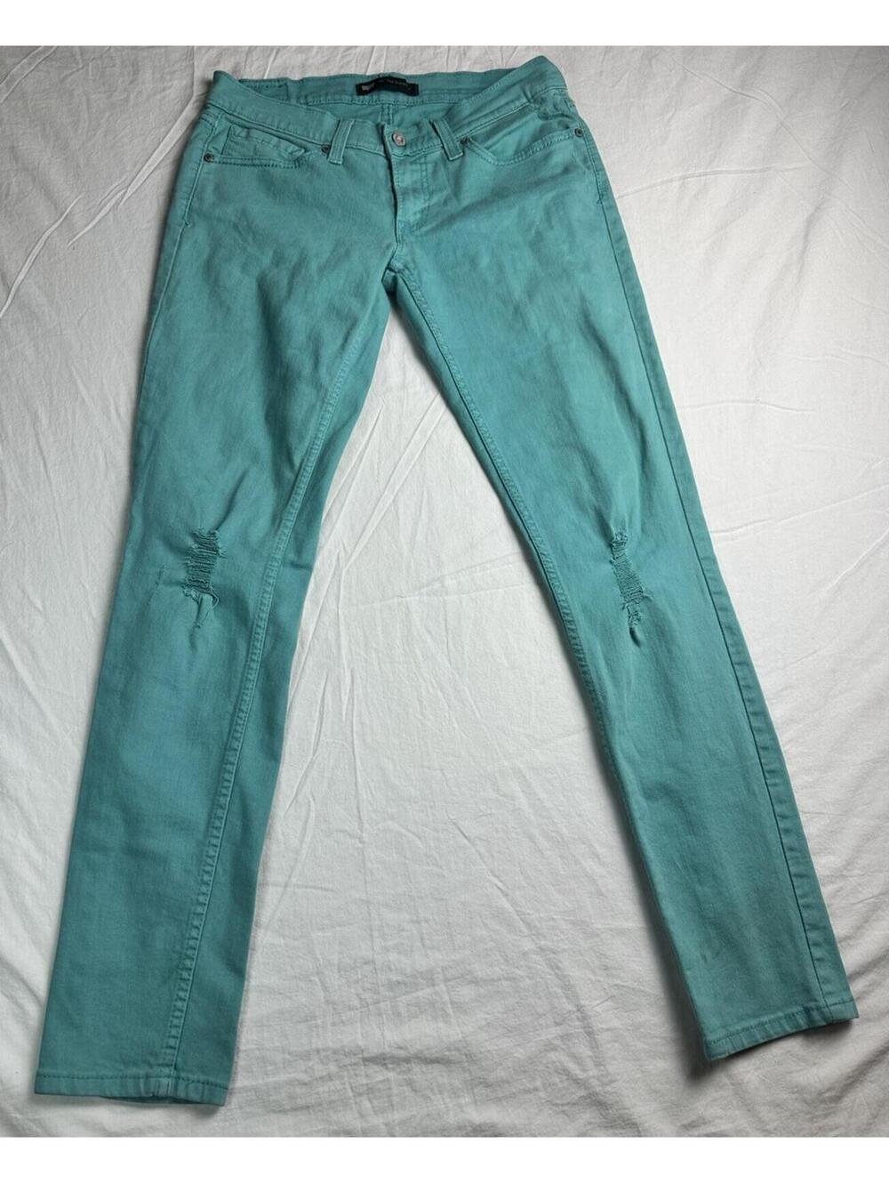 👖✨ Levi’s 524 Too Superlow Teal Skinny Jeans Distressed Y2K ✨👖
